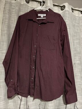 Old Navy Men's Long-Sleeve Button-Up Shirt - everyday shirt Maroon
